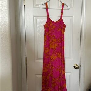 🎉4Si3nna Pink & Orange Tropical Sundress, NWT